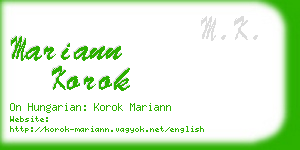 mariann korok business card